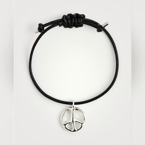 AMBUSH 925 Silver Peace Leather Bracelet - UNISEX